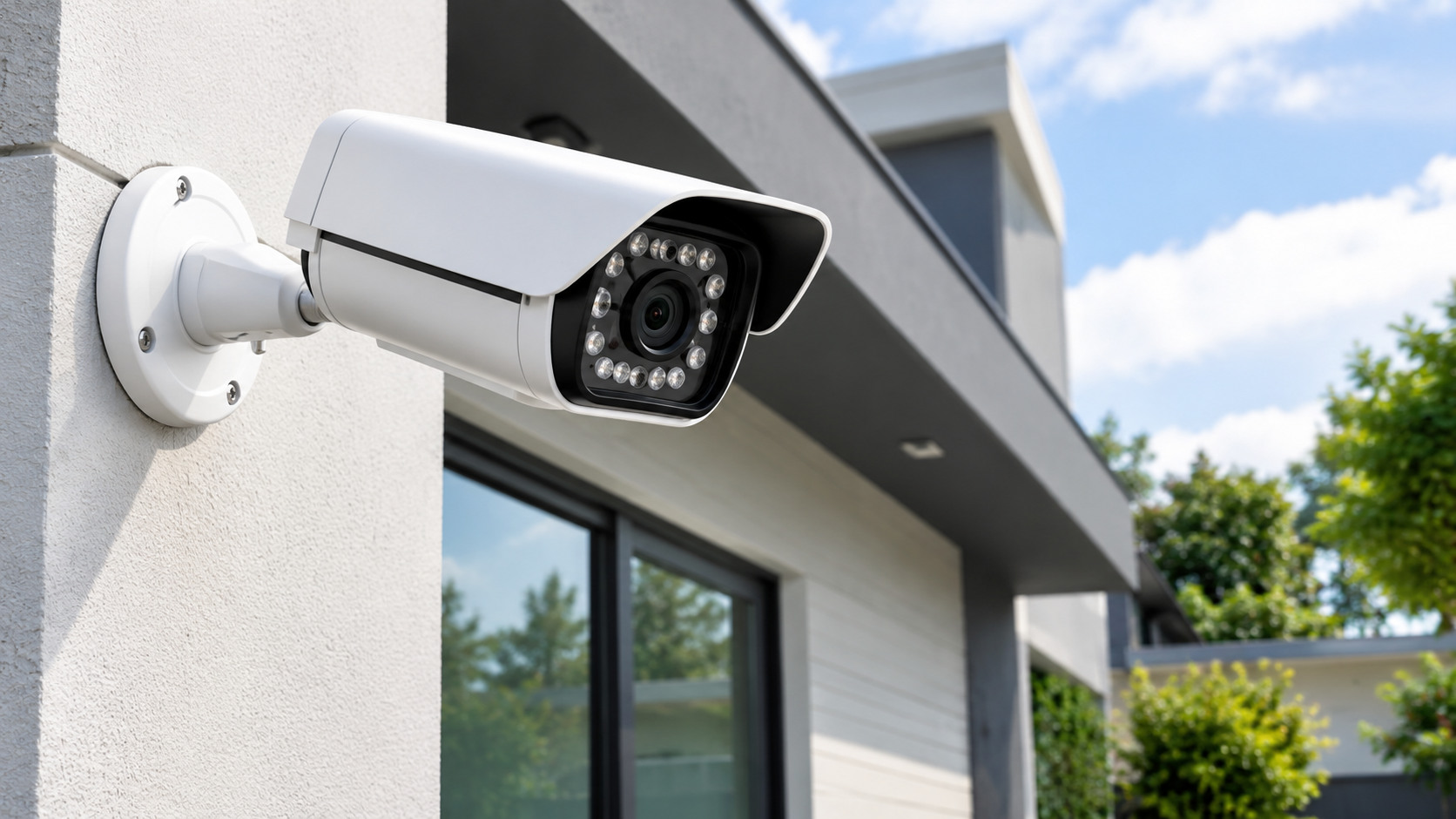 Cámara de seguridad exterior de alta resolución instalada en una vivienda