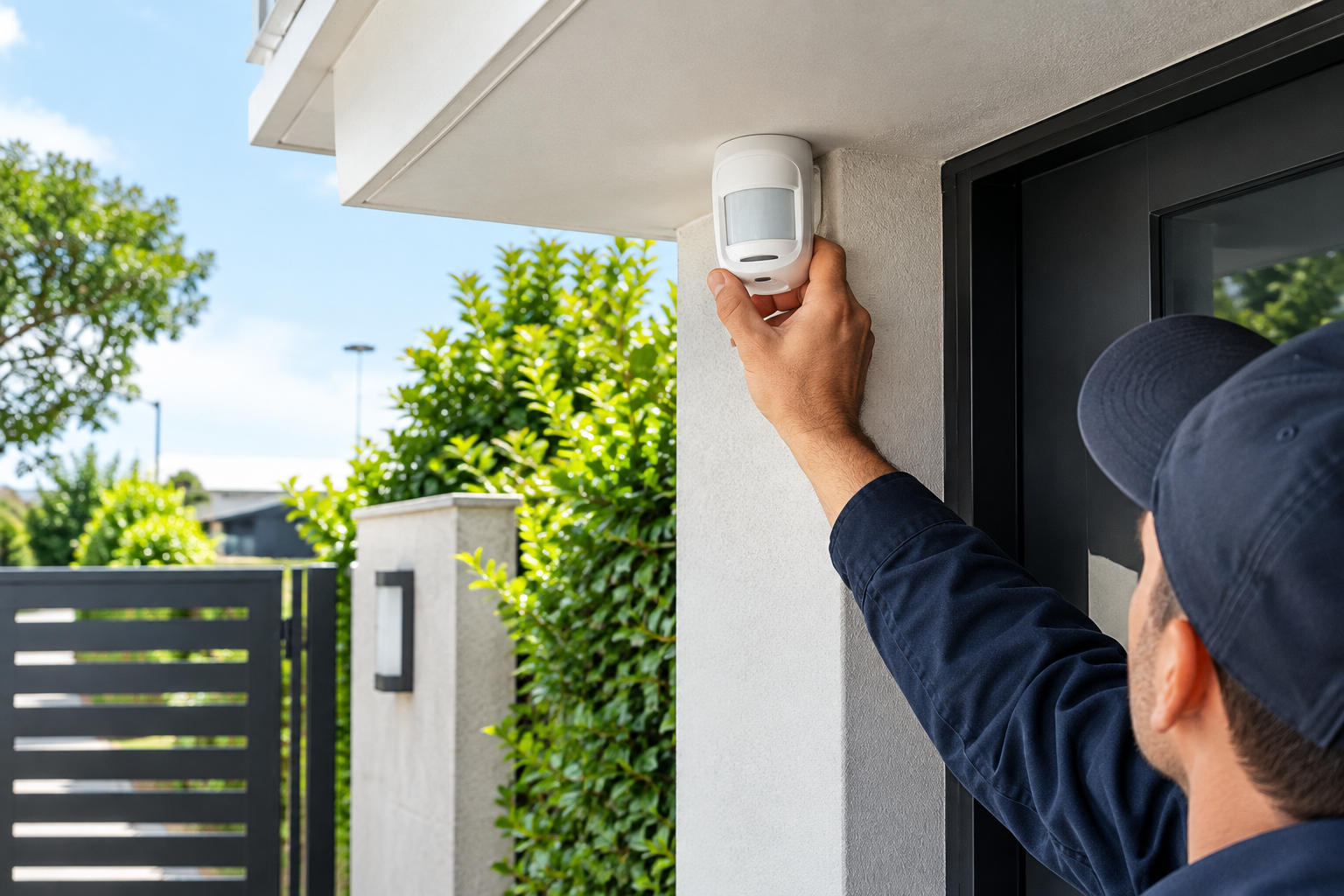 Instalación de sensor de movimiento en entrada exterior